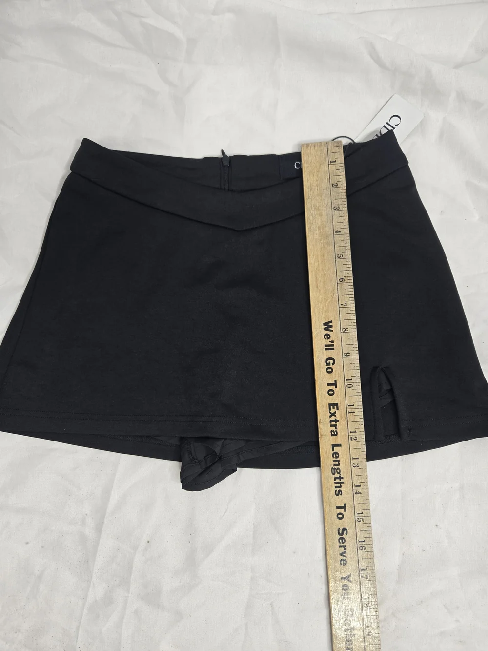 Cider Black V-Waist Mini Skirt with Short Under